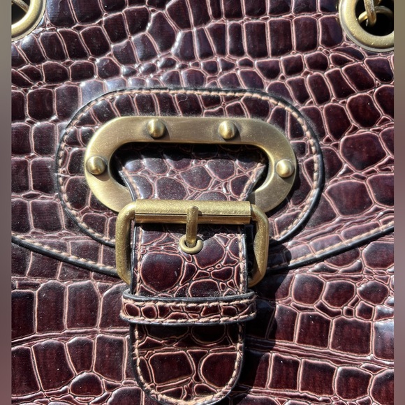 EUC Apt 9 Faux Croc Bag with Brass Accent chain Handles - Picture 10 of 17